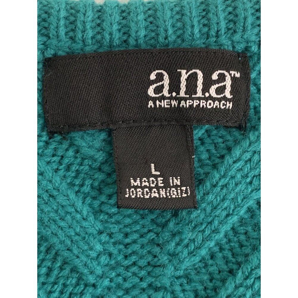 Ana A New Approach Womens Ribbed Knit Sweater Teal Size Large - Picture 6 of 11
